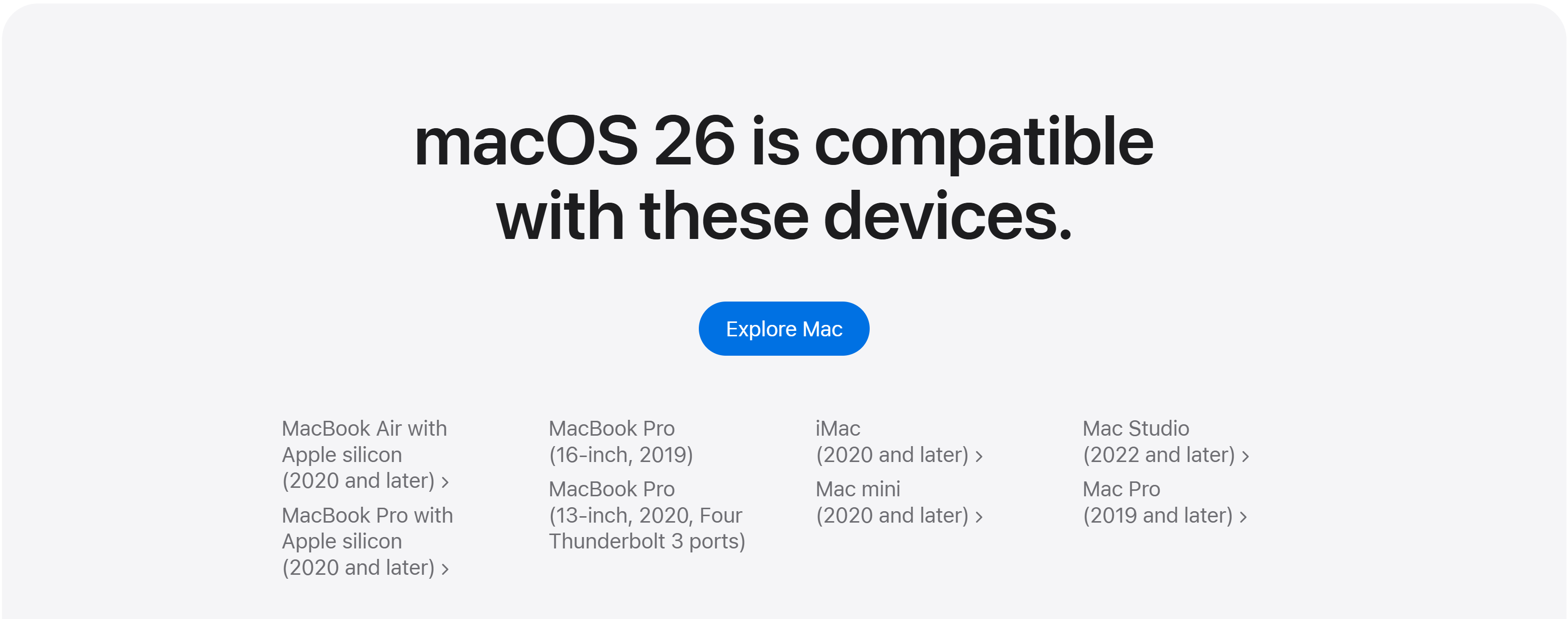 macOS Tahoe Supported Devices